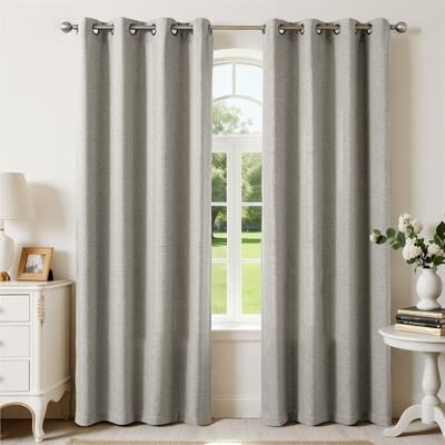Awesome Home Linen Blend Stripe Grommet Room Darkening Pair