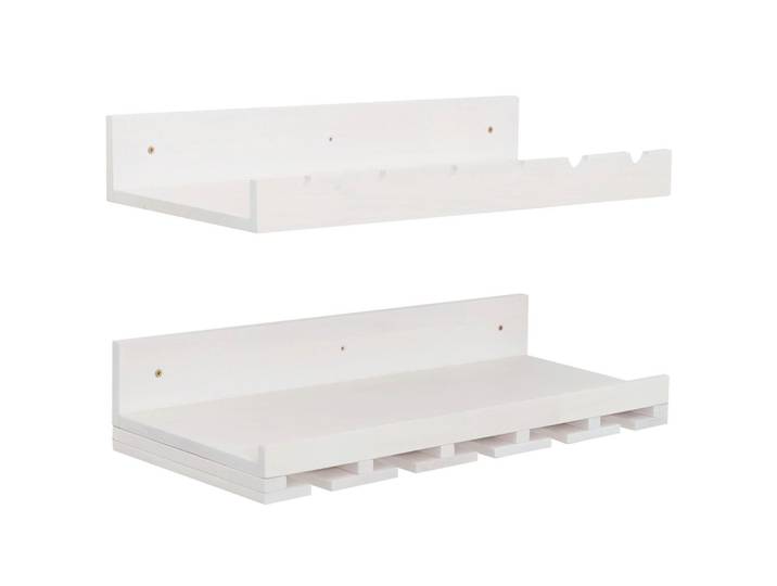 Jamb Weinregal Weiß 2er-Set-Set, Holz, 61x12x28 cm, Wohnzimmer, Regal, Weinregal