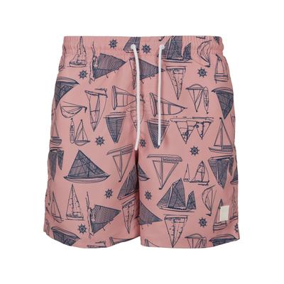Badeshorts URBAN CLASSICS "Urban Classics Herren Pattern Swim Shorts", Herren, Gr. XL, US-Größen, rosa (yacht aop), 100% Polyester, Badehosen Badeshorts