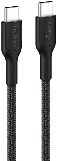 Cable USB - Belkin BoostCharge Pro trenzado USB-C a de 240 W, 3m, Universal, Negro
