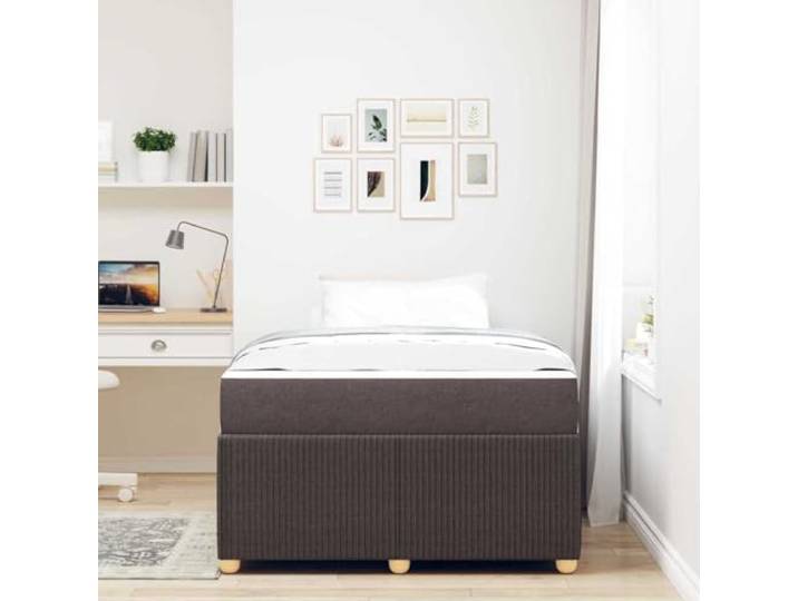 KTHLBRH Bettgestell Dunkelbraun 120 x 190 cm Stoff Engineered Holz, Matratze inklusive, Unterstützung 280 kg, modernes Design