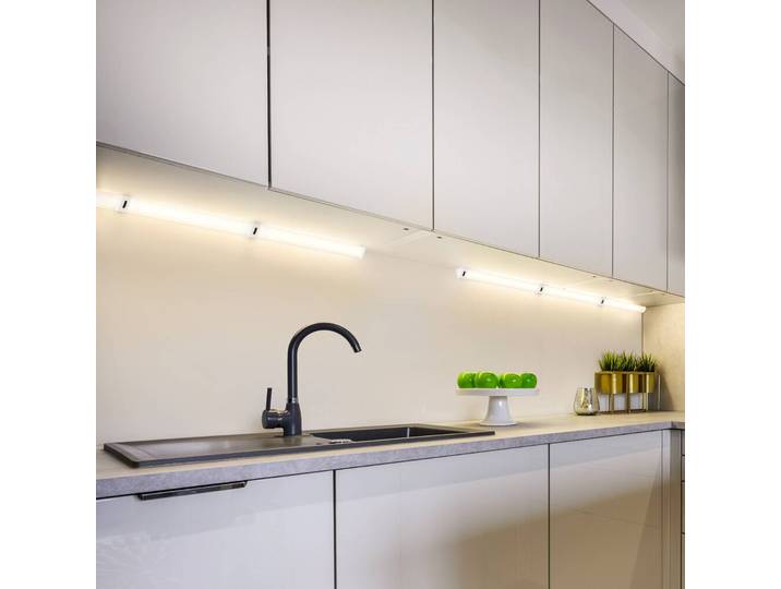 OSRAM LED-Unterbaulampe Linear Angle, weiß, Sensor, 35 cm Angle Frameless, dimmbar, weiß / opal, für Küche, Aluminium, Unterschrankleuchten