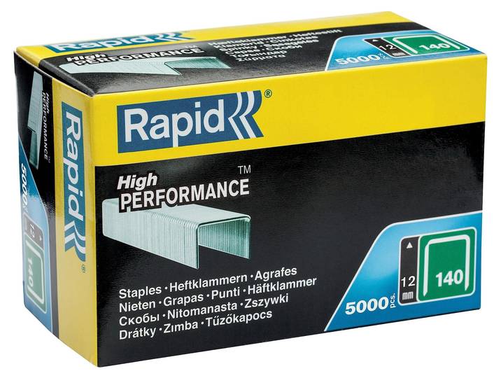 Agrafes en fil plat galvanisés n° 140/12 mm - 5000 pièces - Boite en carton - RAPID-ISABERG - 11912311