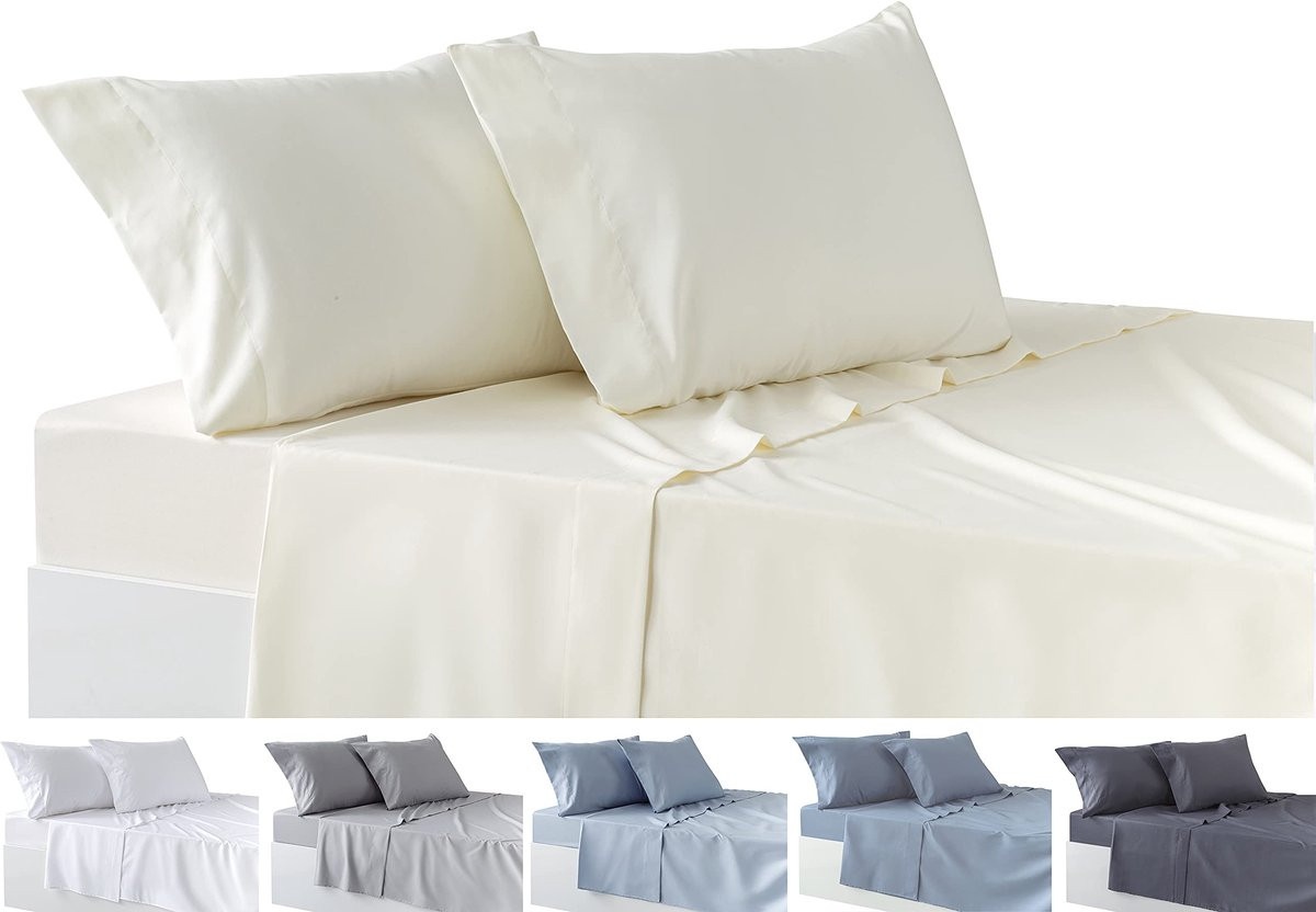 Omgoods 4-delige bedlinnen set met fitted sheet en dekbedovertrek voor volwassenen
