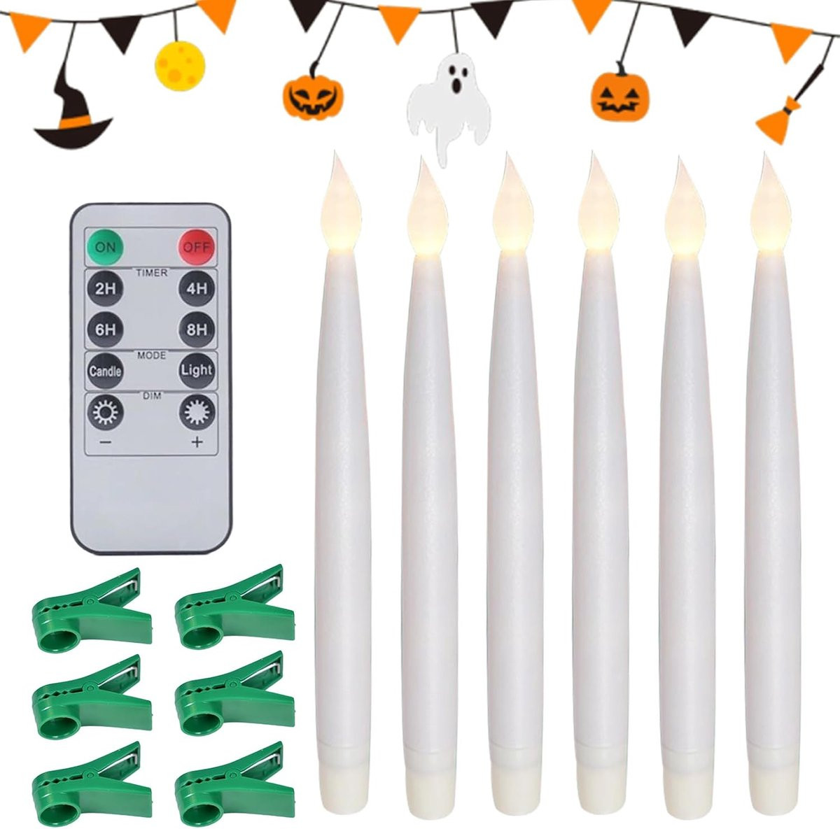 Set van 6 beige zwevende LED kaarsen met afstandsbediening voor feestelijke decoratie
