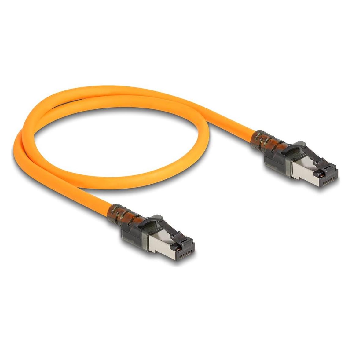 Delock RJ45 Netzwerkkabel mit USB Type-C Portfinder Funktion Self Tracing Cat.6A S/FTP 0,5 m orange (S/FTP, CAT6a, 0.50 m) (80403)