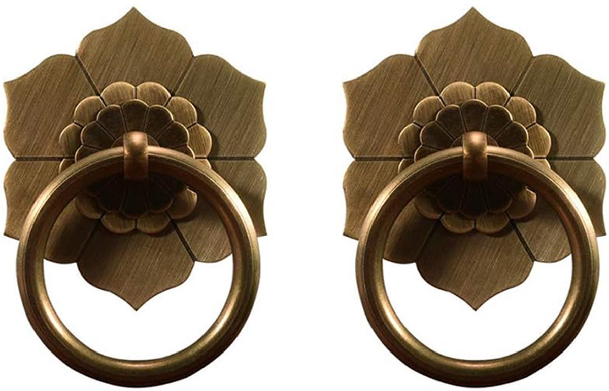 Set van 2 Messing Kastknoppen in Bronskleurige Geborstelde Afwerking, B/D/H: 6 x 6 x 6 cm
