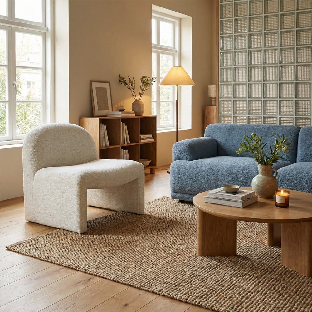 Drawer Fauteuil lounge en tissu - beige chiné Beige 69x71x67cm