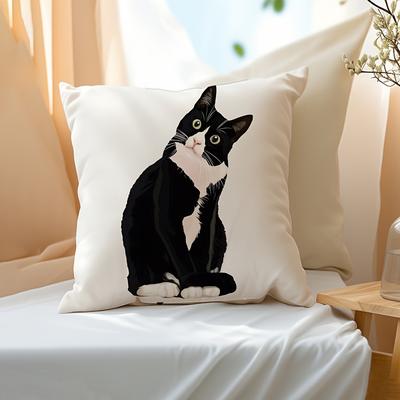 Perfect Picks Market Cute Cartoon Cat Pillow Cover For Sofa Decor Cozy Cat Lover Cushion Case 5