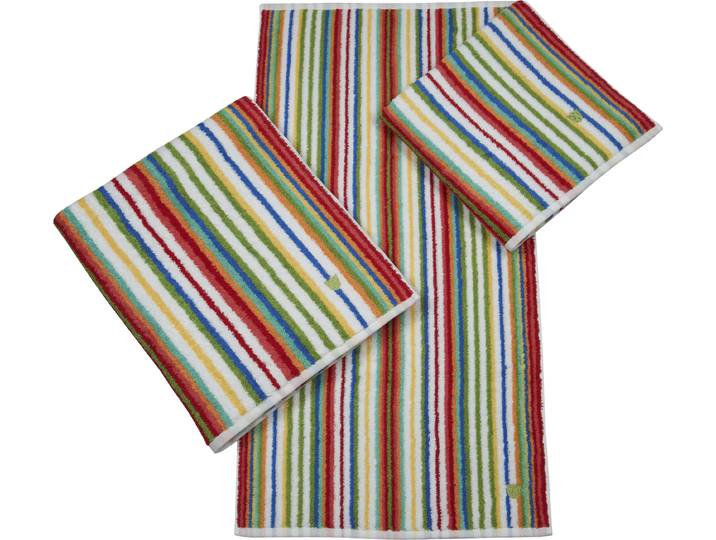 Duschtuch ROSS Multicolor , rot, B:70cm L:140cm, Frottier, Baumwolle, Handtücher, Duschtuch, mit Streifen und gesticktem ROSS-Emblem