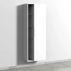 Sanipa 3way Stauraumschrank mit 1 Tür und offenen Fächern, Weiß-Soft UM18143