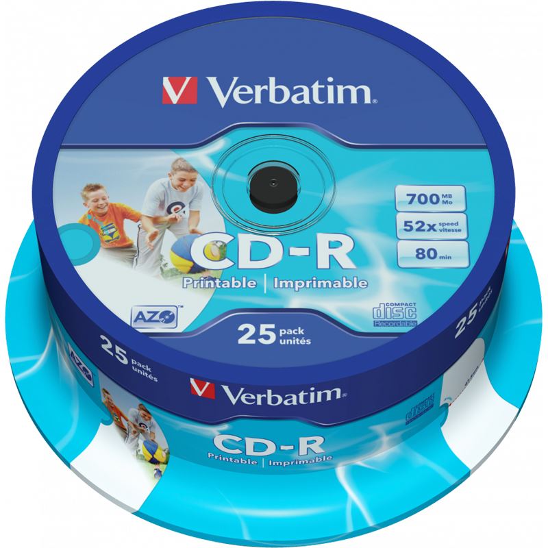 Verbatim CD-R 700 MB bedruckbar 25er Spindel (43439)