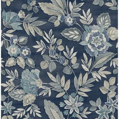 Chesapeake Begonia Indigo Floral Trail Wallpaper