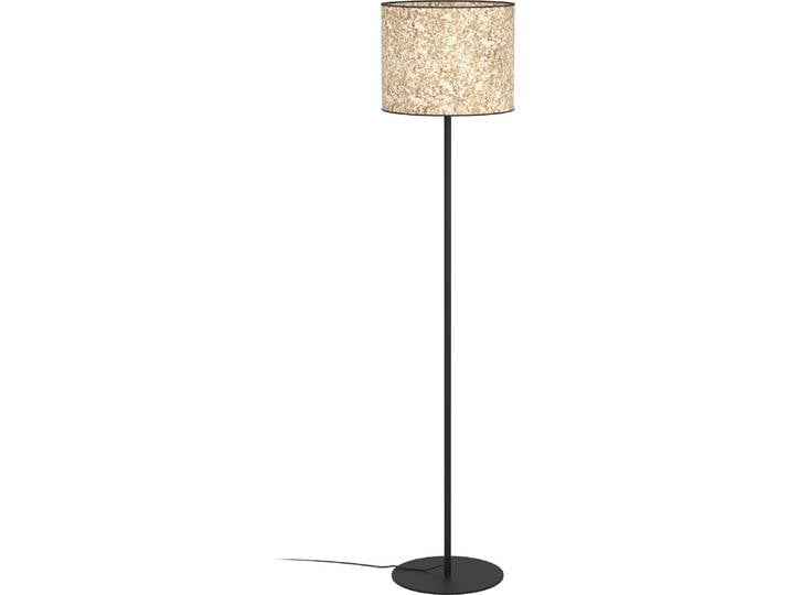 EGLO Lampadaire Butterburn\, lampe d'angle sur pied avec des feuilles de bouleau\, lampadaire en métal noir et textile beige\, lampe\, douille E27\, 162 cm