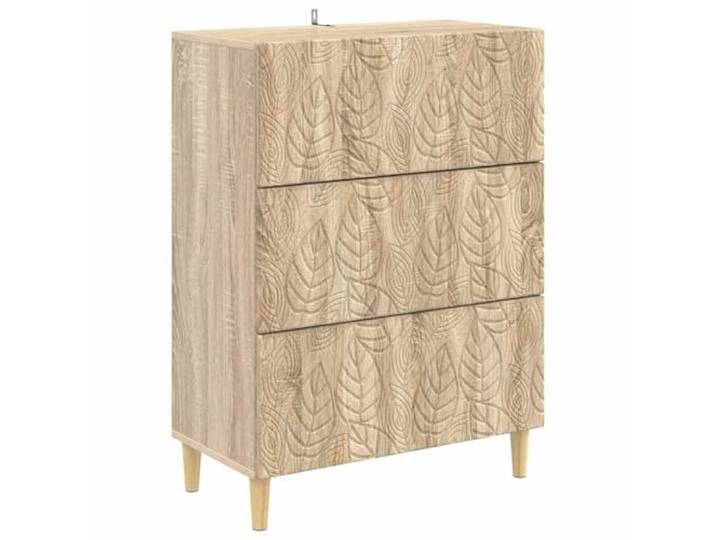 RJPLMFV Dub Sonoma Schubladenschrank, 66 x 34,5 x 90 cm, Holz aus Technik Wohnzimmerregal, massive Eukalyptusbeine, ausziehbare Schubladen, einfache Wartung, kompaktes Design