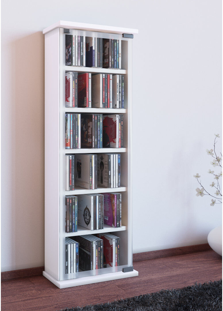 VCM - Classic Multimedia Storage Rack White 91cm H X 31cm W X 18cm D