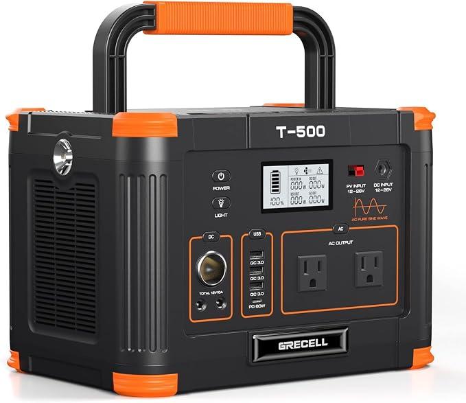 Powerstation mit 519Wh Kapazität und 500W Leistung | Leiser Betrieb und Schnelles Aufladen,500W Dauerleistung, 1000W Spitze für Wohnmobil und Notstrom zu Hause