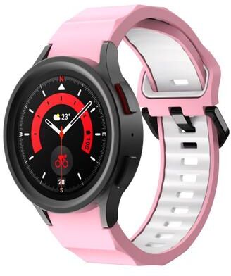 Everyday Crate Samsung Galaxy Watch 6 Silicone Watch Band Wave Texture Two Color Replacement Strap pink White