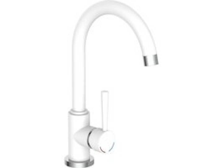 SCHÜTTE Mitigeur robinet de cuisine CORNWALL, avec bec courbé (Blanc/Chromé)
