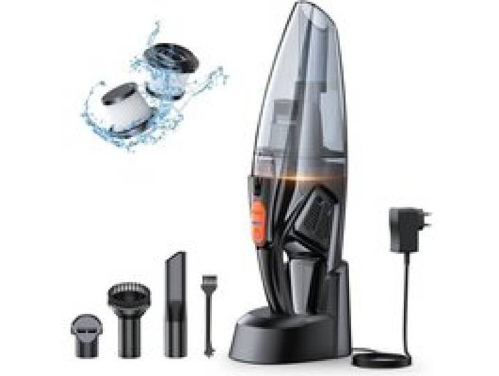 Aspirateur à main sans fil rechargeable 9KPA - Socle charge rapide lumière LED 2 filtres HEPA