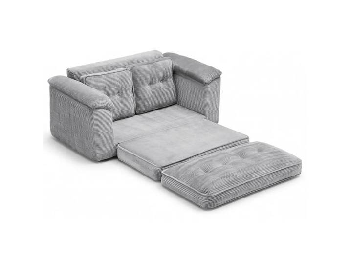 Canapé Convertible-ALIGHTUP-Canapé Lit 2 Place-Réversible-Tissu velours côtelé-Gris clair