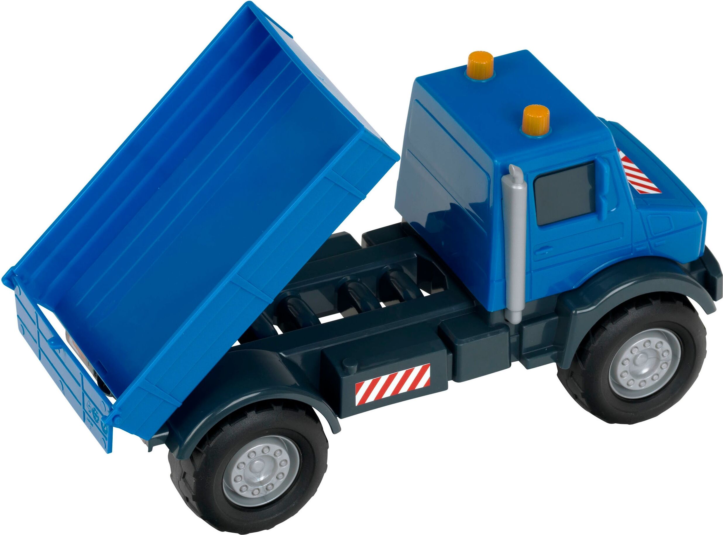 Spielzeug-Kipper KLEIN "Mercedes-Benz UNIMOG", blau, Spielzeugfahrzeuge, KinderB:11,5cm H:13cm T:24cm, Kunststoff, Spielzeug-Kipper, B:11,5cm H:13cm T:24cm
