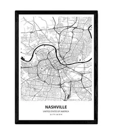 POSTER Karte Von Nashville - Usa A4 Rahmenlos