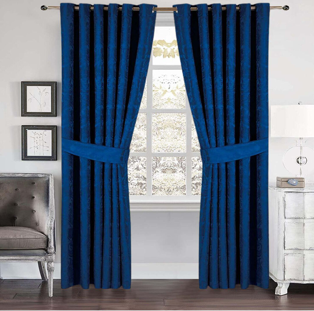 Rosdorf Park Semi Sheer Curtain Pair Royal Blue 168 W x 183 D cm