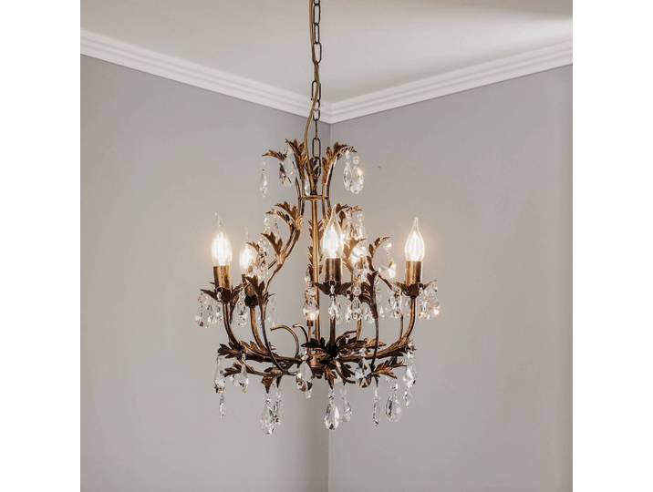 Kronleuchter Botte ONLI, dimmbar, bronze / altmessing, für Wohn- / Esszimmer, Metall, Florentiner Kronleuchter