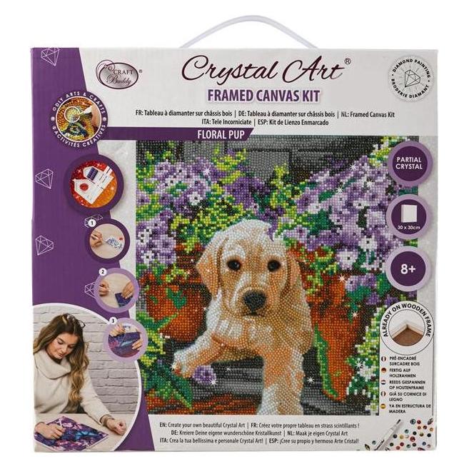 Craft Buddy Crystal Art Kit Floral Pup 30x30cm auf Holzrahmen (CAK-A182M)