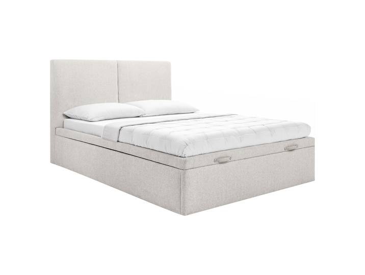 Boxspringbett 140 x 200cm Webstoff Genia Beige Schaumstoffmatratze