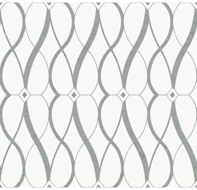 Antonina Vella Graceful Geo White & Silver Wallpaper