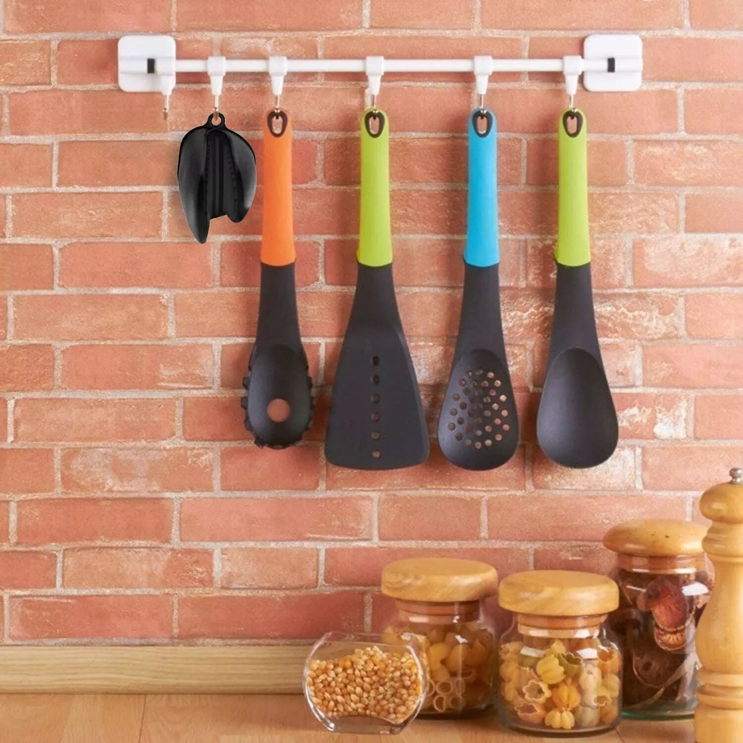 INF Manique de cuisine en silicone, pack de 2, noir
