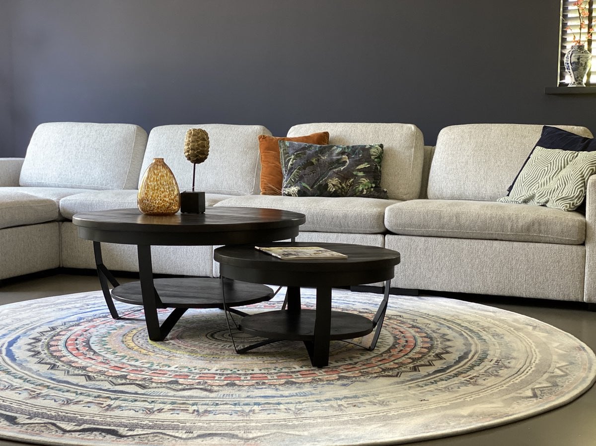 The Copperbarn salontafel rond mangohout zwart