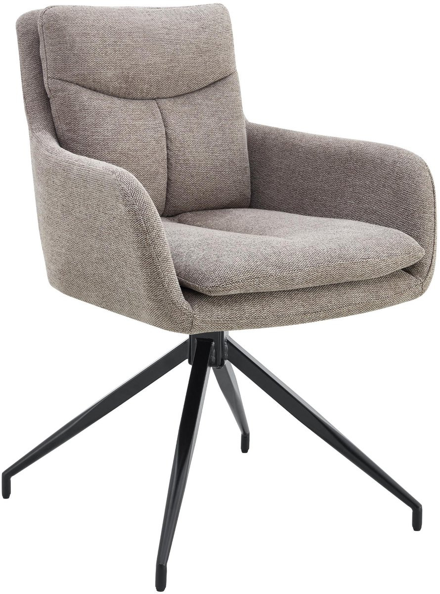 CLP Somers Eetkamerstoel - Draaibare fauteuil met armleuning - Taupe stof