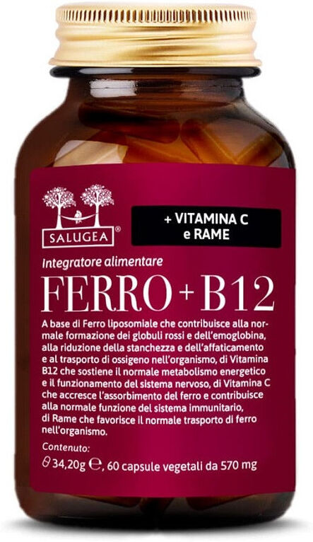 Salugea Ferro + B12 Integratore Ferro Con Vitamina B12 E C 60cps