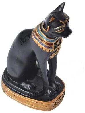 Inspire Curations Regal Bastet Egyptian Cat Statue Elegant Home Decor & Egyptian Figurine Accent black