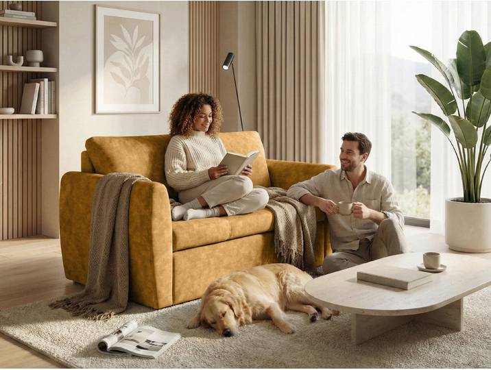 Beautysofa Schlafsofa Kamel II Liegefläche 188×122 cm, Bettkasten und Schlaffunktion, Pet Friendly Stoff