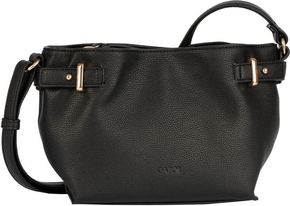 Umhängetasche GABOR "Astea", Damen, Gr. B/H/T: 26cm x 15cm x 7cm, schwarz, Polyurethan, clean, gepflegt, unifarben, Taschen Umhängetasche, lässiger Schnitt mit matten Beschlägen & Kontrastkante auf Lederimitat schwarz B/H/T: 26cm x 15cm x 7cm