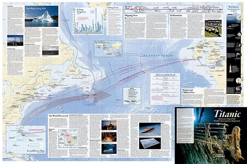 Titanic : Carte murale recto-verso (39 X 26 Inches), en tube   National Geographic