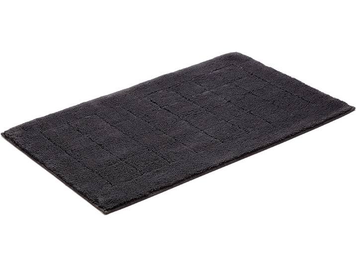 Badematte VOSSEN Exclusive Gr. 2, grau (graphit), H:20mm, Baumwolle, Badematten, Badematte, Badteppich, Uni-Farben, Karo Muster, Hoch-Tief Effekt, reine Baumwolle