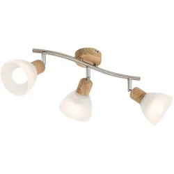 LED Deckenleuchte Spots verstellbar holzoptik Glas alabaster Optik B 40 cm