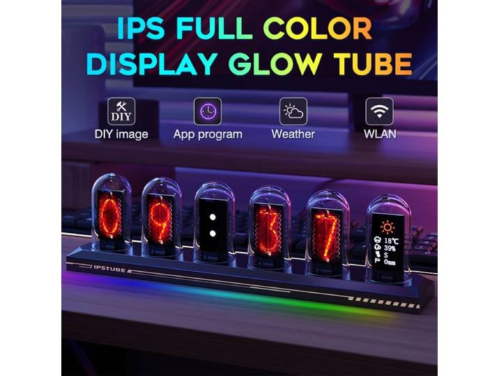 Nixie Tube horloge numérique lueur Tube horloge IPS couleur écran bricolage analogique Tube jeu bureau déco luxe boîte emballage pour idée cadeau