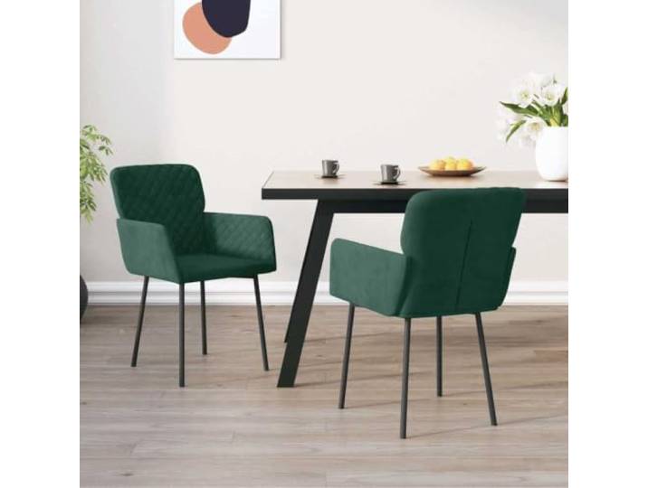 HEFZGDB Esszimmerstühle 2 STK. Dunkelgrün Samt, Robuster Metallrahmen mit Ergonomischer Polsterung für Wohnzimmer und Essbereich