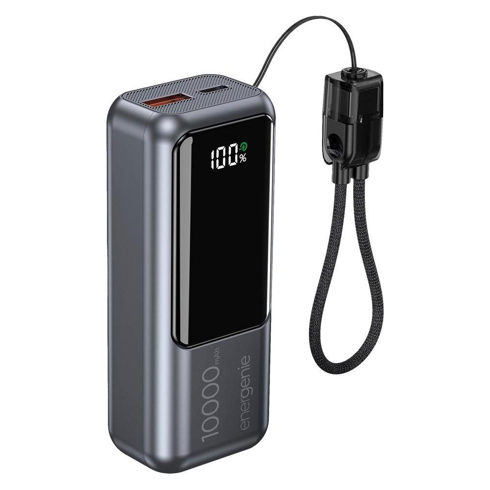 Gembird Powerbank o pojemności 10000mAh, wyświetlacz LCD, szybkie ładowanie 20W, kolor szary (10000 mAh, 20 W) (PB10-PD20-LCD-02)