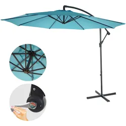 Ampelschirm Terni, Sonnenschirm Sonnenschutz, Ø 3m neigbar, Polyester/Stahl 11kg ~ türkis-blau ohne Ständer