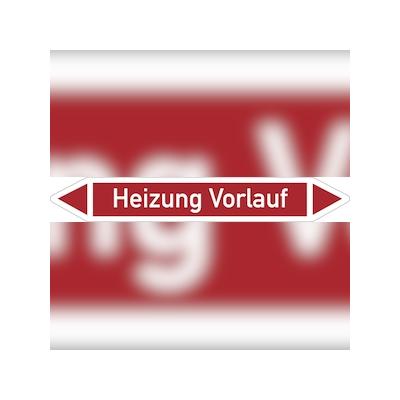 Rohrleitungskennzeichnung, Heizung Vorlauf, Einzeletikett, Folie - DIN 2404 - 270x37 mm Folie selbstklebend