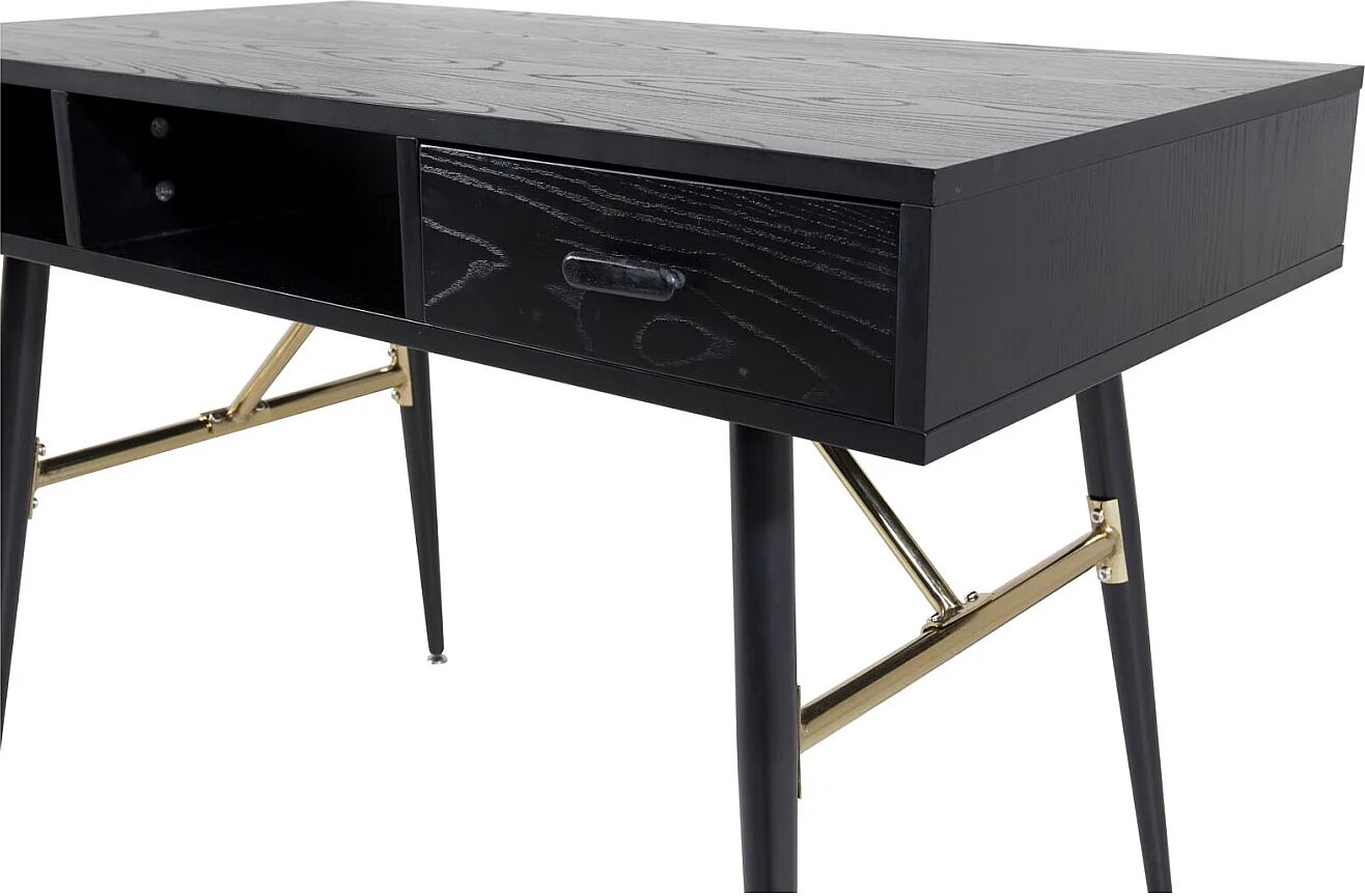 ebuy24 GoldDesk bureau met plank en lade 110x60 cm zwart.