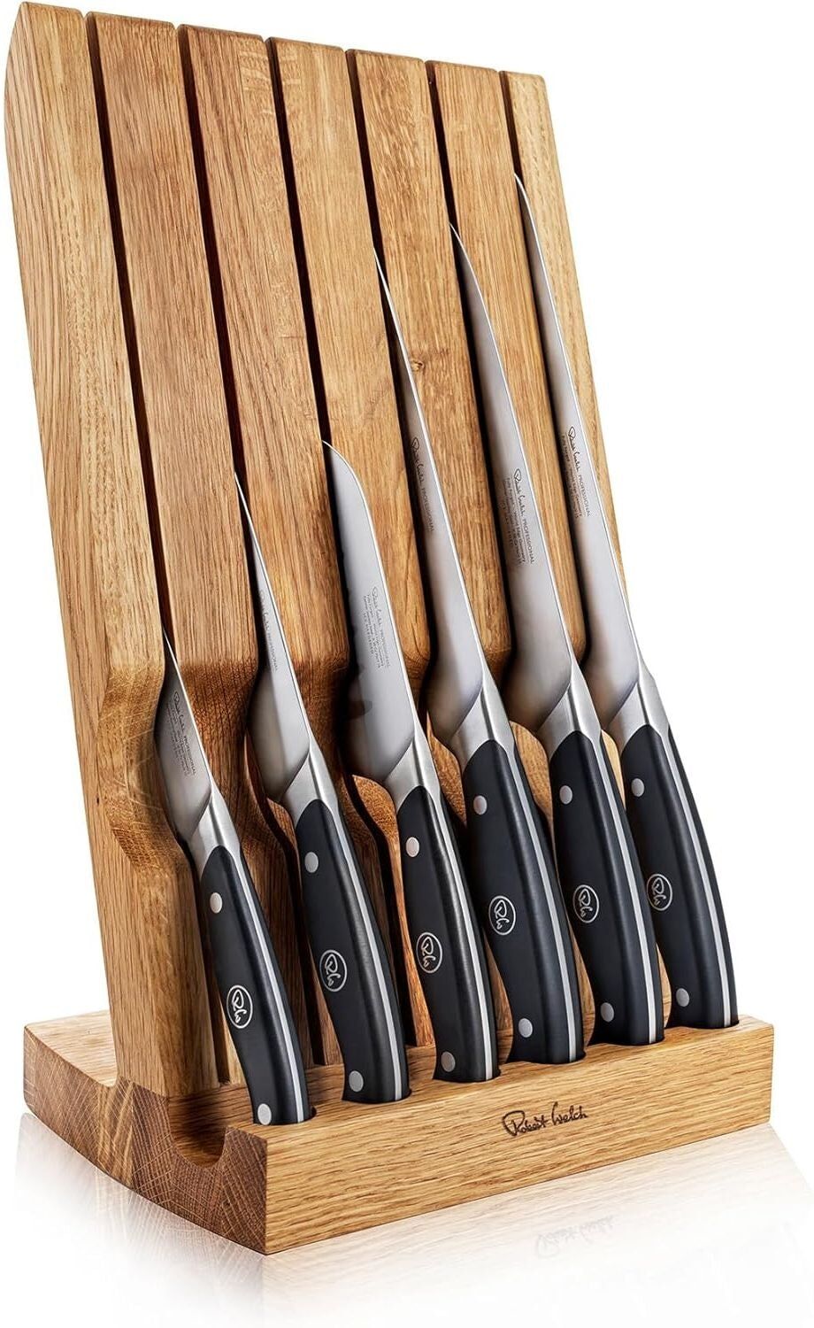 Robert Welch Professional Angle Oak Knife Block Set – 6-Piece Award-Winning Set