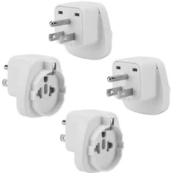 Intirilife 4x Steckdosen Adapter in WEISS - 4er Set Typ B auf EU Schuko Stromadapter Reisestecker für z.B. Amerika, Japan, Kanada, Thailand